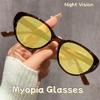Anti Blue Light Night Vision Myopia Glasses Retro Cat Eye Ultra Light Small Frame Night Vision Goggles Trendy Versatile Glasses
