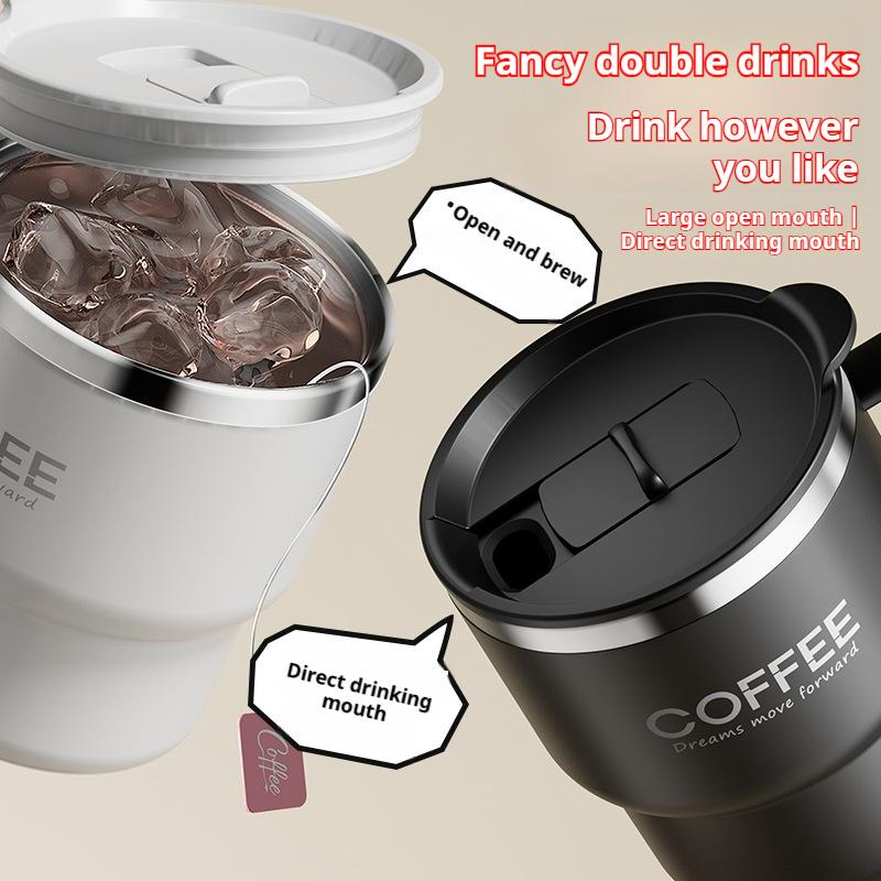 400ML Milk Coffee Mug Stainless Steel Coffee Mug With Handle Portable Double Layer Sealed Leak-proof Drinking Thermal Water Cup