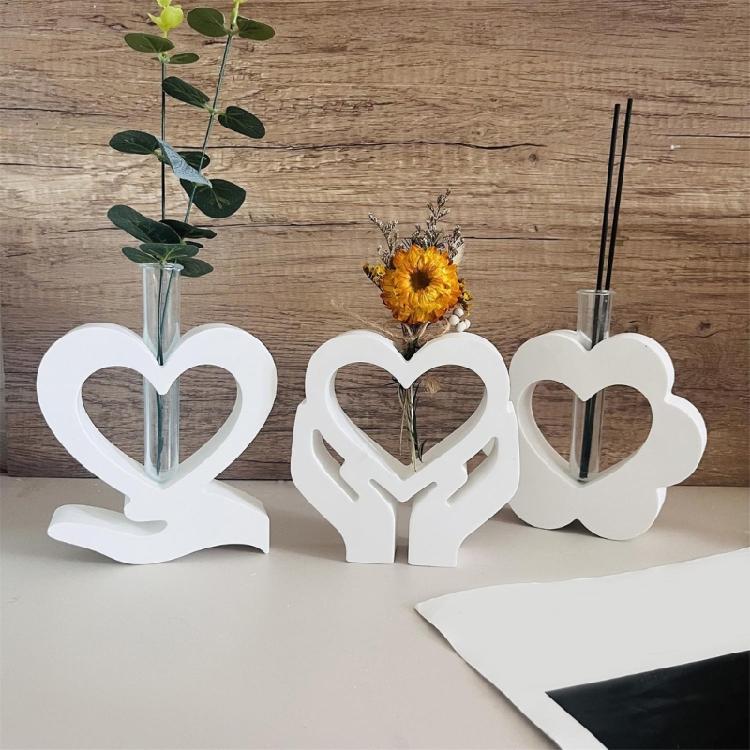 Silicone Resin Molds Charm Heart Small Vases Moulds Home Decors Craft Mold Making Small Vase Perfect for Plant Lovers