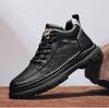 High-top men's shoes winter thick-soled non-slip construction site work labor insurance leather shoes men's outdoor black versatile medium-top M