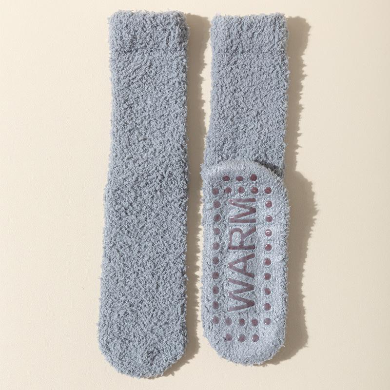 Coral Fleece Socks for Women, Warm and Non-freezing Feet In Autumn and Winter, Thick Anti-slip Socks with Fleece Silicone Soles