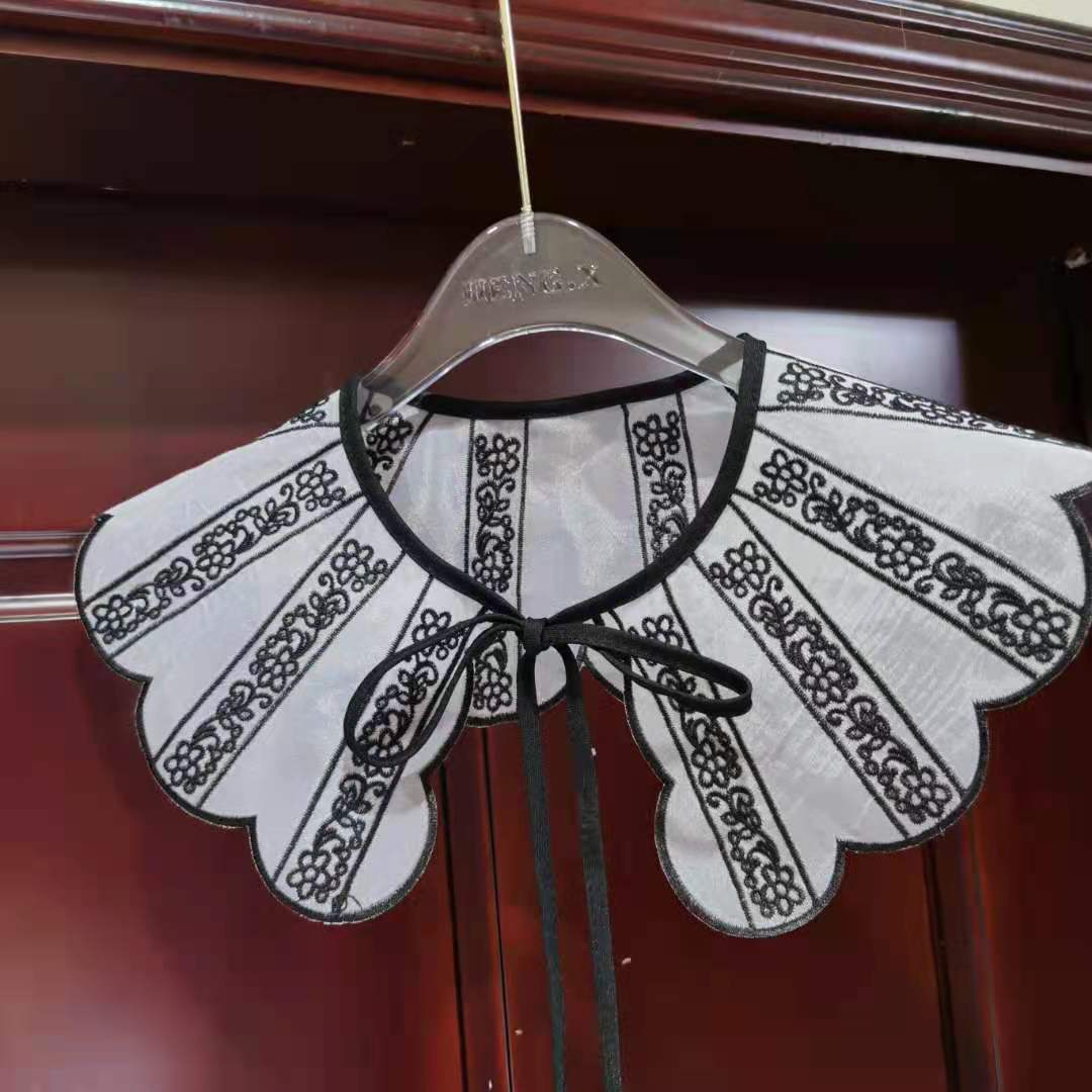 

Вышитый воротник женская одежда, накладной воротник на шнуровке с бантом для платья, футболки, декоративные аксессуары