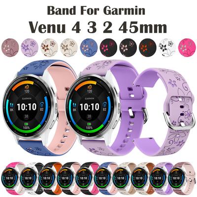 Bracelet en Silicone 22mm pour Garmin Venu 4 3 2 45mm Forerunner 255 265 46mm 570 47mm Bracelet Universel Gravé Fleur pour Garmin Venu 4