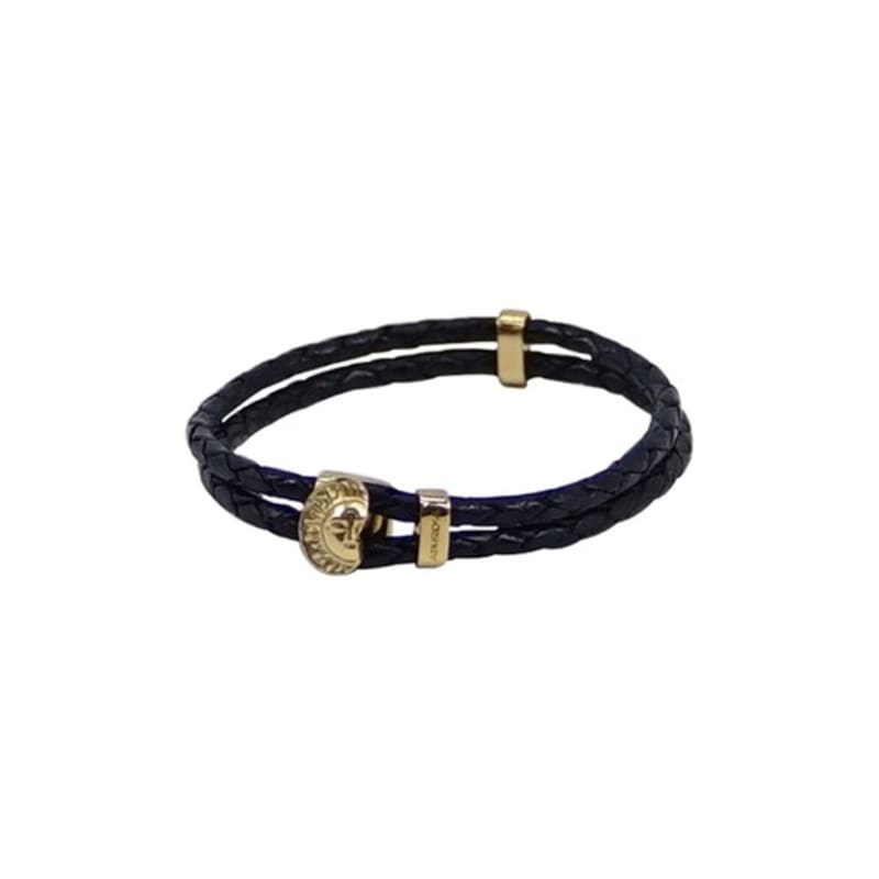 Aphrose Sea Otter Face Pendant Leather Bracelet (Black)
