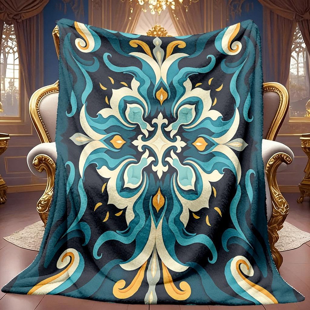 Abstract Flowing Motif Soft Warm Bed Throw Blanket Versatile Decorative Wrap For Coffee Shop Office Supermarket Store
