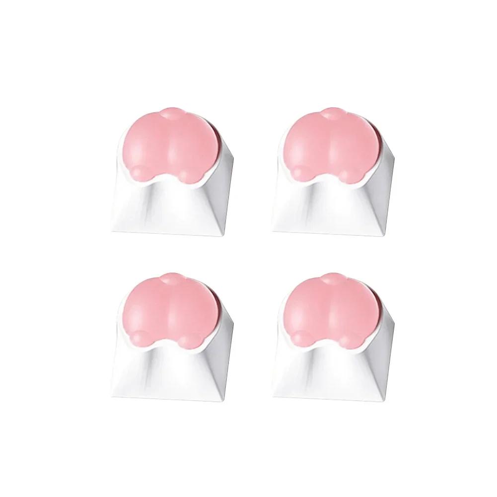 4Pcs Pink Color 3D Cute Cat Paw Keycaps For Mechanical Keyboard Cherry MX Switch DIY Custom Key Cap Soft Silicone Keycup Artisan