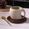 Con Sottobicchiere in Legno Ceramica Grezza Arte Moderna Tazza da Caffè Manico Arrotondato Tazza da Tè in Ceramica Tè Pomeridiano
