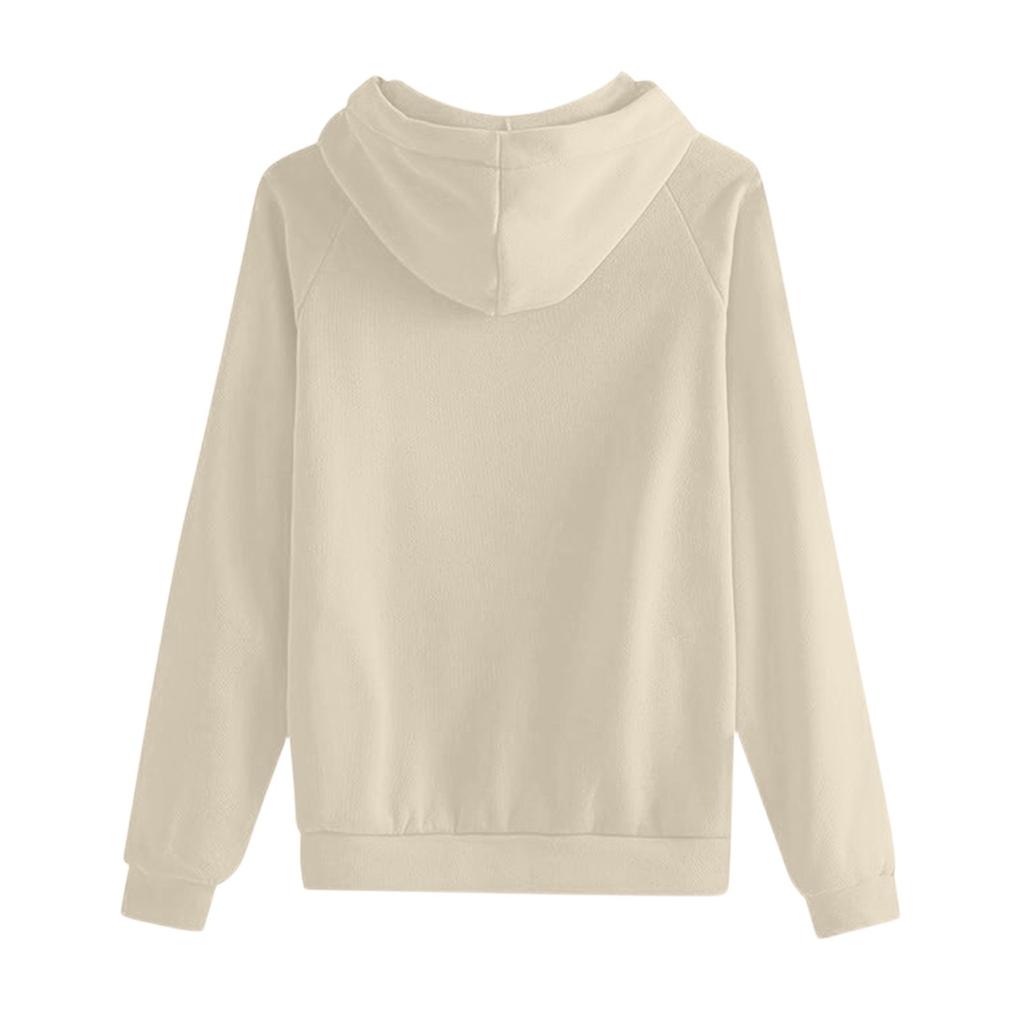 Women's Loose Long Sleeved Solid Color Hooded Sweatshirt With Velvet Drawstring