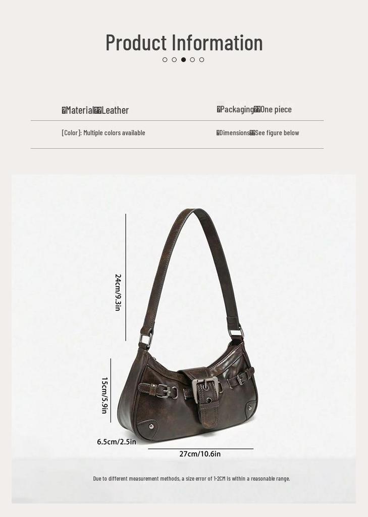 Tiefbraune Retro-Motorrad-Leder-Achsel-Schultertasche für Damen