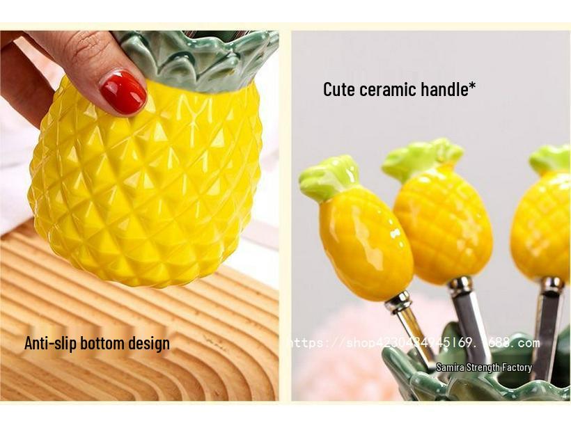 Elegant Stainless Steel & Ceramic Fruit Fork Set