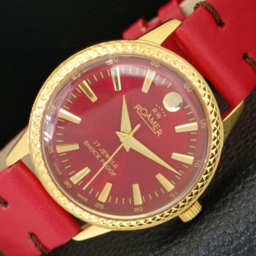 

REFURBISHED VINTAGE HAND-WINDING SWISS MENS RED COLOR DIAL WATCH a707332-1