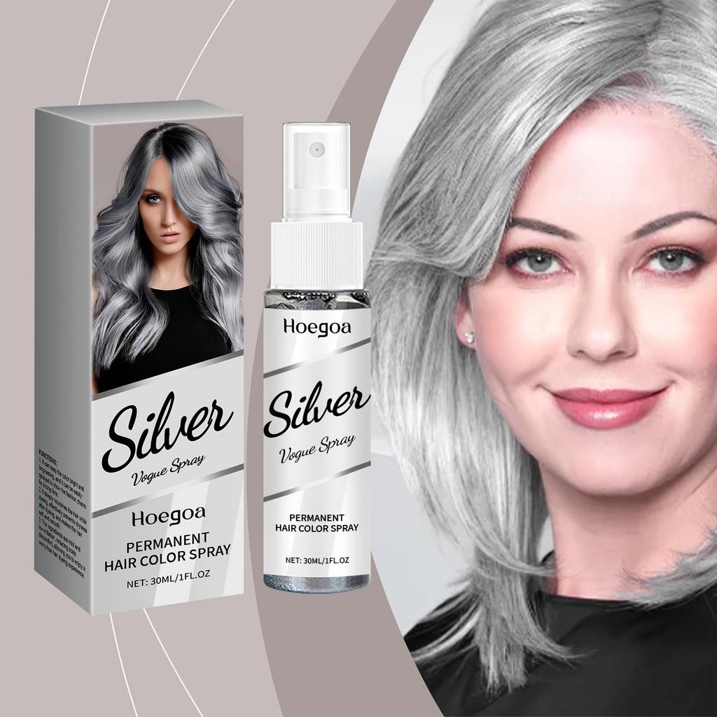 Stříbrnošedý permanentní sprej na barvení vlasů - 30 ml Unisex Rychlé barvení pro kouřový, módní vzhled