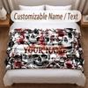 Skull Gothic Theme Soft Blanket Personalized Custom Name Text Print Warm Blanket Home Sofa Bedroom Decor