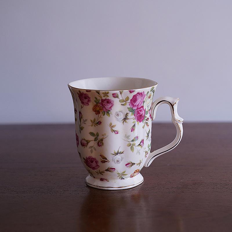 

European retro gold border British romantic rose ceramic afternoon tea, coffee cup, saucer, water cup, teacup