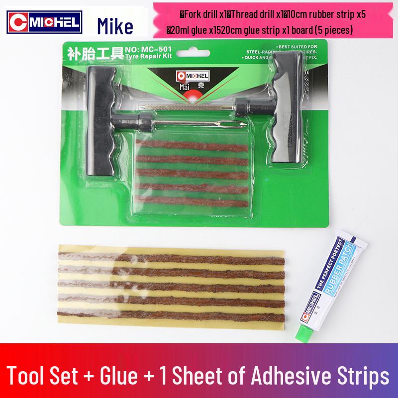 Motorcycle & Electric Vehicle Emergency Tire Repair Kit with Quick Glue & Rubber Strips