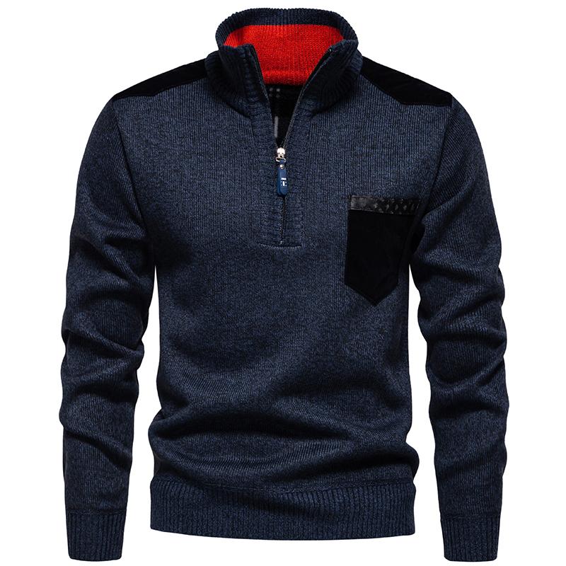 2025 Men Autumn Winter Warm High Neck Sweater Korean Casual Pullover Solid Color Slim Fit Jacket Men Knitted Hig-hquality Fashion Top