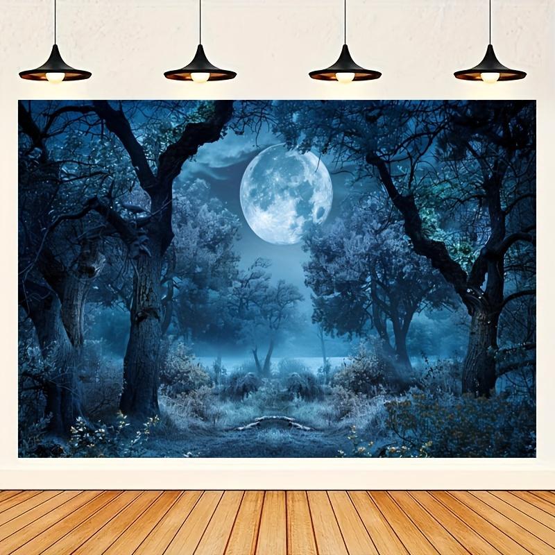 The Magic Forest Night Sky and Moon Tree Background Is Suitable for Adult Portraits Party and Event Photography Backgrounds