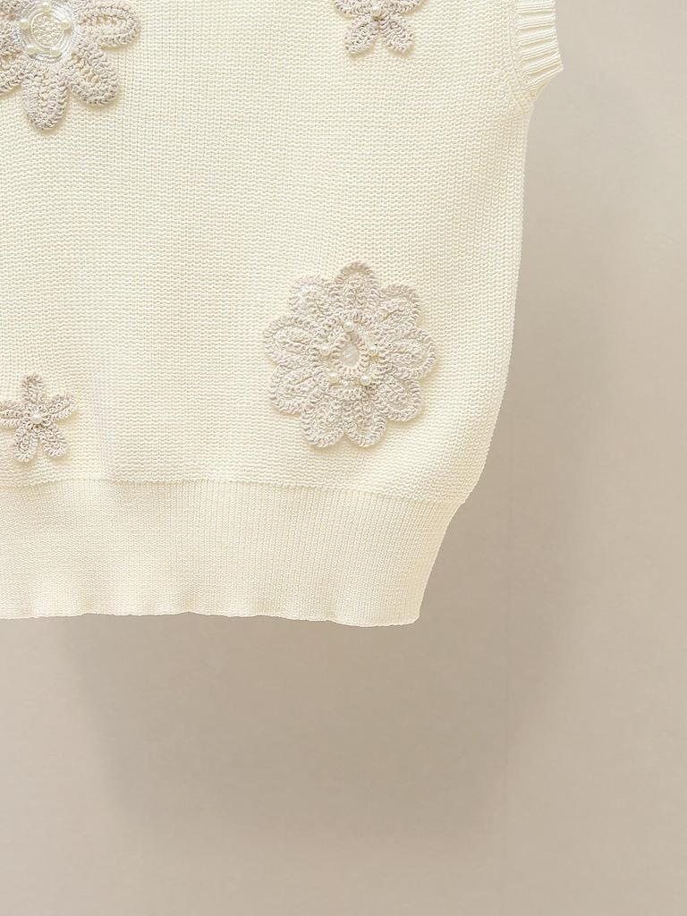 Autumn Sweet French Embroidered Sleeveless Women's Knitted Vest