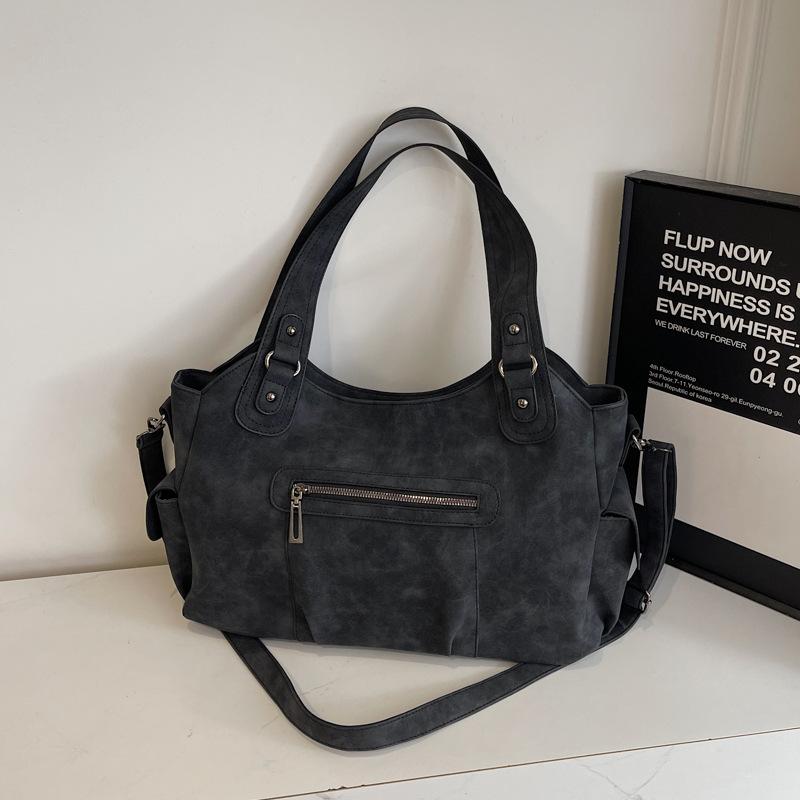 Retro Large-capacity Bag Women's 2025 New Fashion Matte Commuter Shoulder Messenger Bag Simple Portable Tote Bag