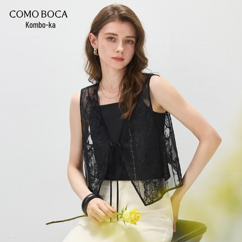 Women s Metallic Embroidered Silk Organza Vest XL
