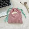 Cosmetic Bag Plaids Toiletry Bag Makeup Bag Lipstick Storage Pouch Drawstring Wash Bag Candy Bag for Women and Girls
