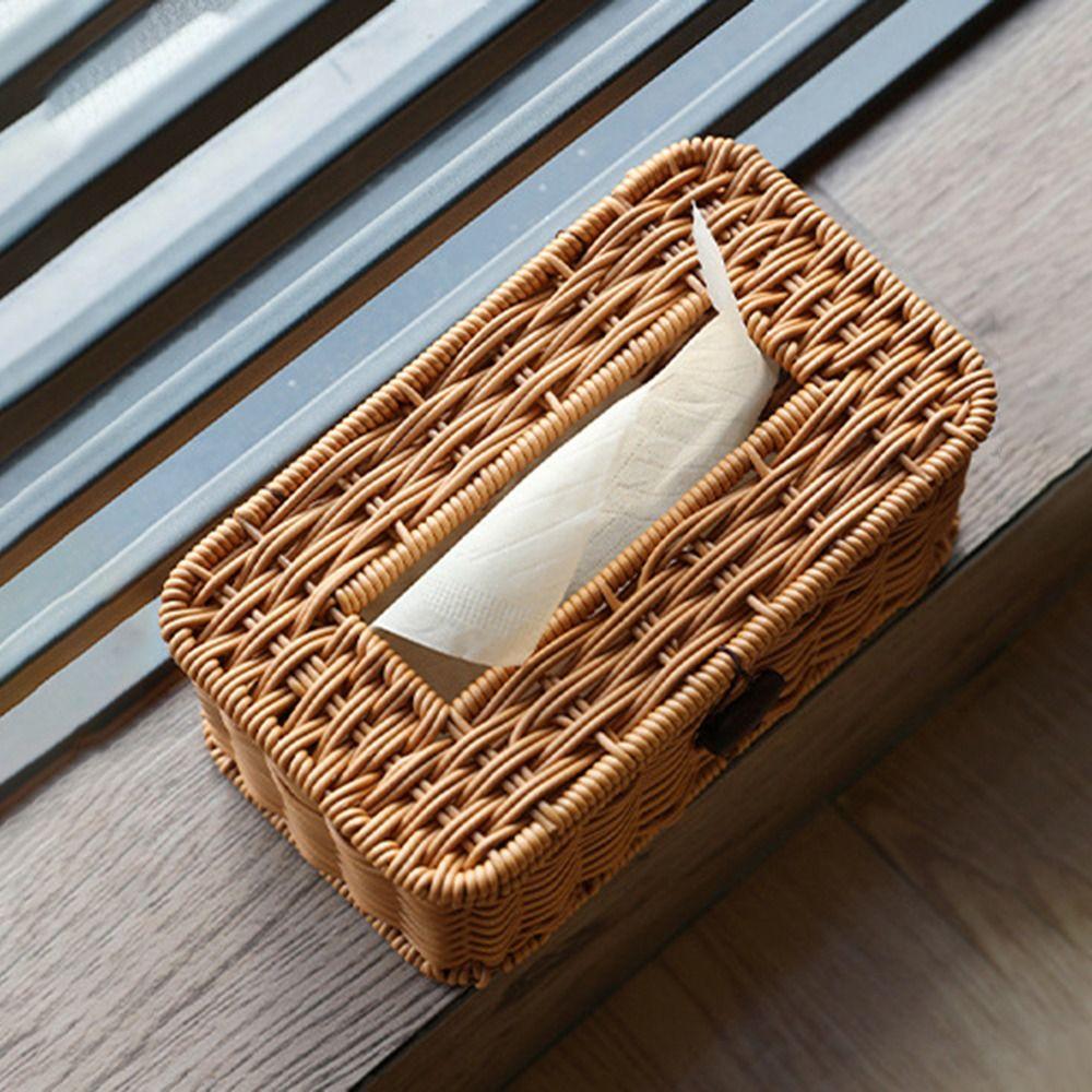 Vintage Napkin Holder Handmade Tissue Paper Holder Durable Woven Tissue Box  Household Storage