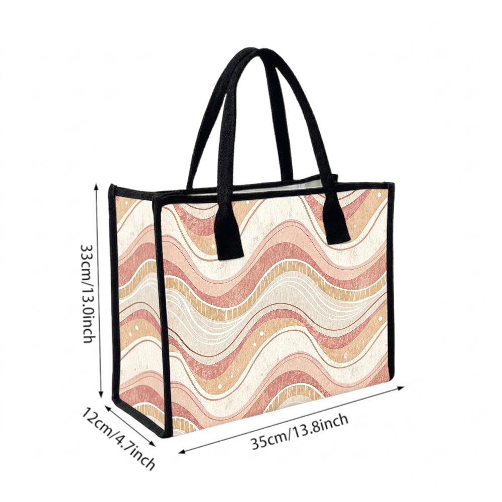 Boho Wave Pattern Tote Bag Large Capacity Daily Casual Women Shoulder Bag