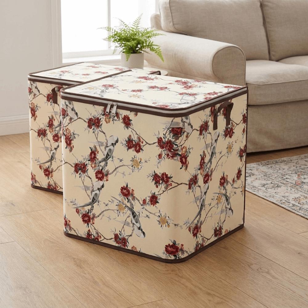 Dust-proof Flower Bird Pattern Storage Bag Non-woven Fabric Toy Storage Box Dormitory