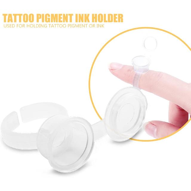 100 Pieces Ink Ring Eyelash Extend Pigment Ink Holder Container Cup with Lid Kit