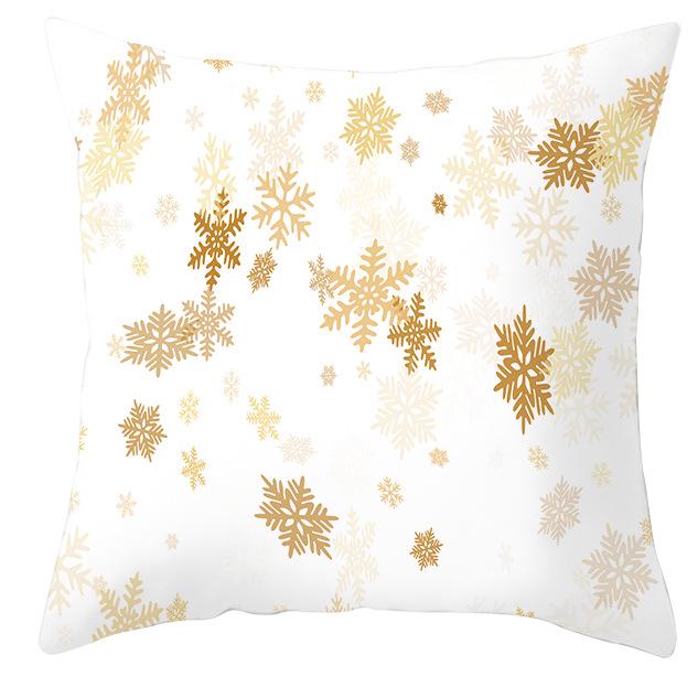 New Christmas Golden Snowflake Peach Leather Velvet Pillowcase Home Sofa Pillow Cushion Cover