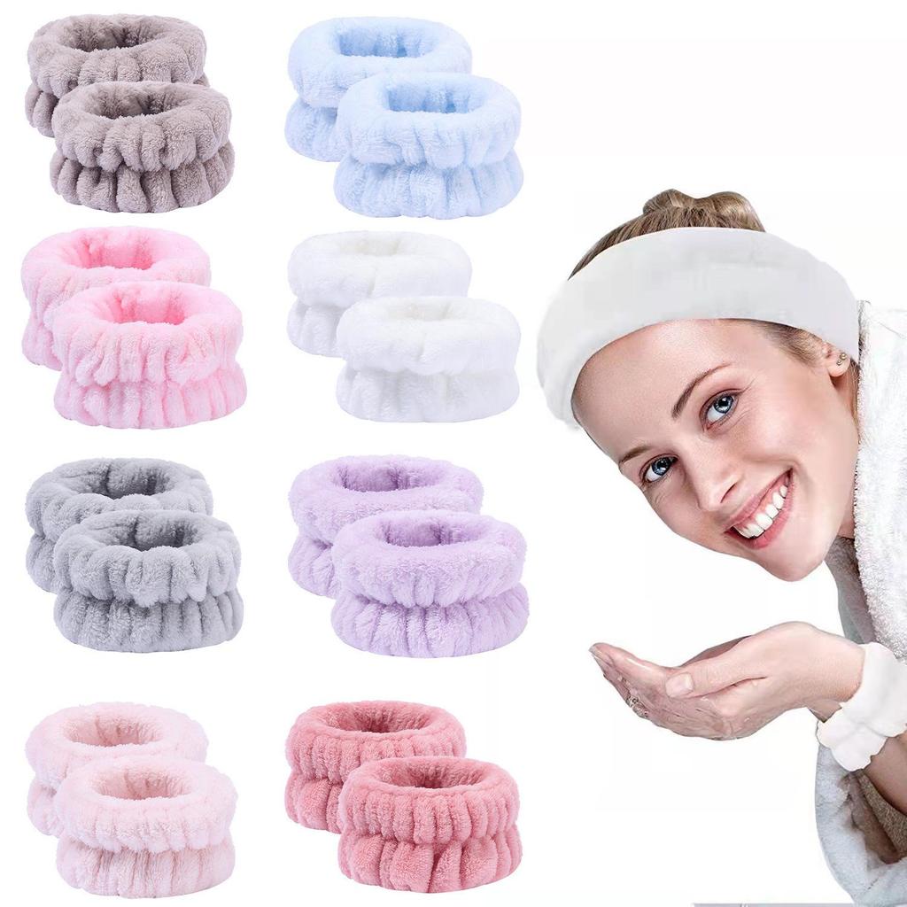 Absorbent Wrist Wash Bands, Soft Terry Cloth Wristbands for Face Washing, Makeup, Spa Prevent Water Dripping