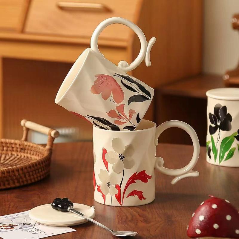 Cream Glue Cup Classical Ceramic Cup Flowers Creative Office Home Souvenir Coffee Cup Afternoon Tea Cup