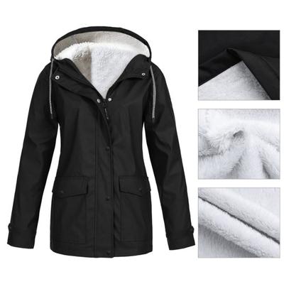 Sweat à capuche de randonnée pour femmes couleur unie à capuche automne hiver doublure peluche cordon de serrage poches veste manteau pour l'escalade