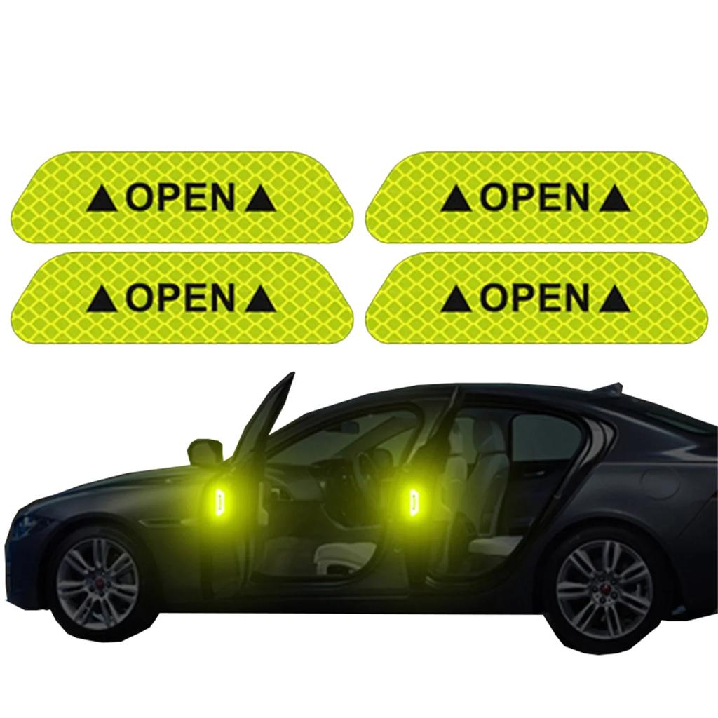 4PCS Car Door Reflective Sticker - Safety Opening Warning Tape Auto Interior Exterior Reflector Accessories