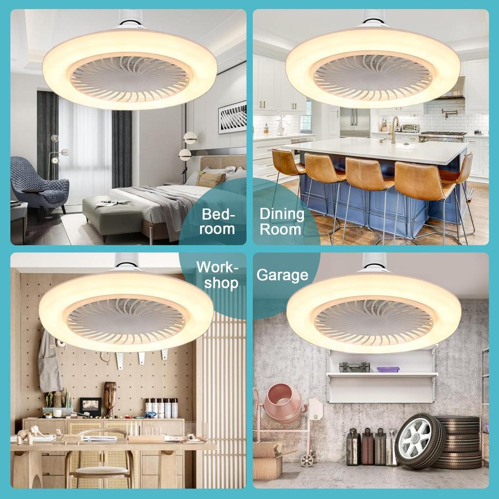 Modern Ceiling Fan With Remote Control Lighting Lamp E27 Converter Base For Bedroom And Living Room Smart Ceiling Fan Lam
