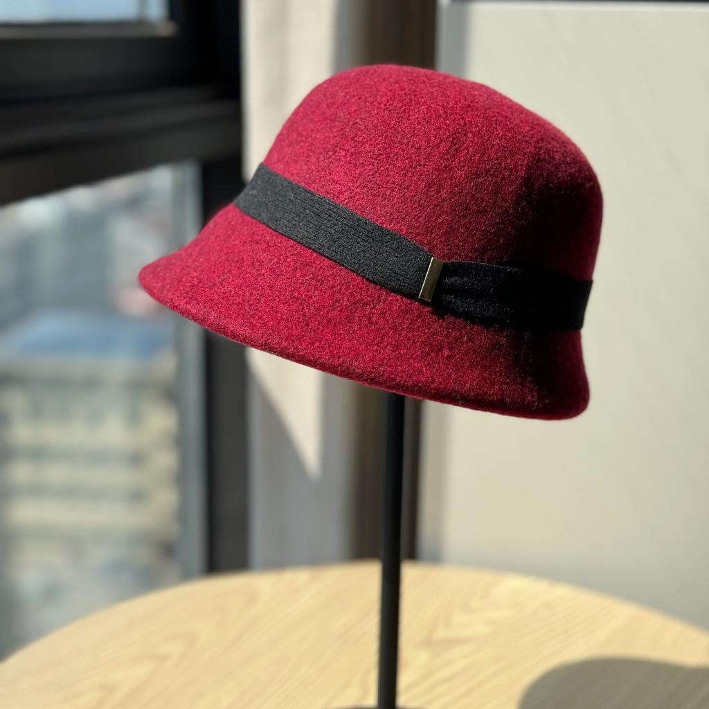 Neuer Stil Kleine Eisenmarke Wollgeschenk Fischerhut Damen Französisch Retro Schleife Beckenhut Adelstochter Stil Hut Wintertrend