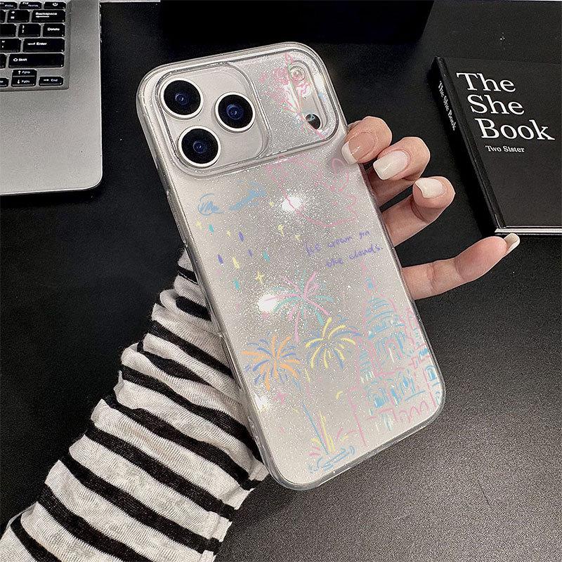 Colorful Glitter Fireworks Phone Case for Apple iPhone 15/16 Pro Max, Cute Soft 11/16 Plus Case