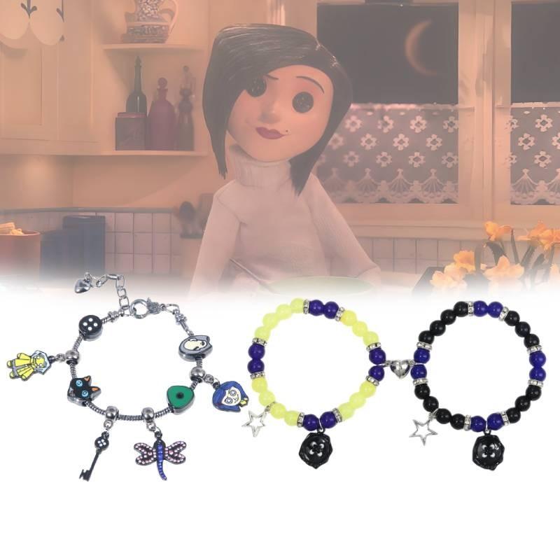 The Secret Coraline Door Bracelet Cute Cartoon Button Dragonfly Girl Accessory