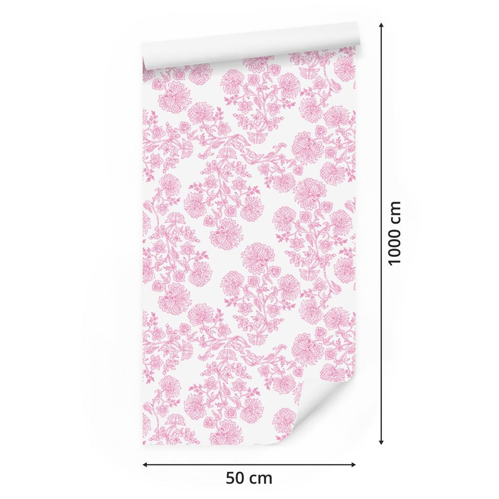Wallpaper Flowers white and powder pink, powder pink background 50x1000