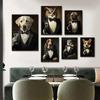 Elegant Animals Raccoon in Tuxedo Owl Pug Suit Poster Canvas Painting Cute Kawaii Wall Art Pictures Living Room Home Decor