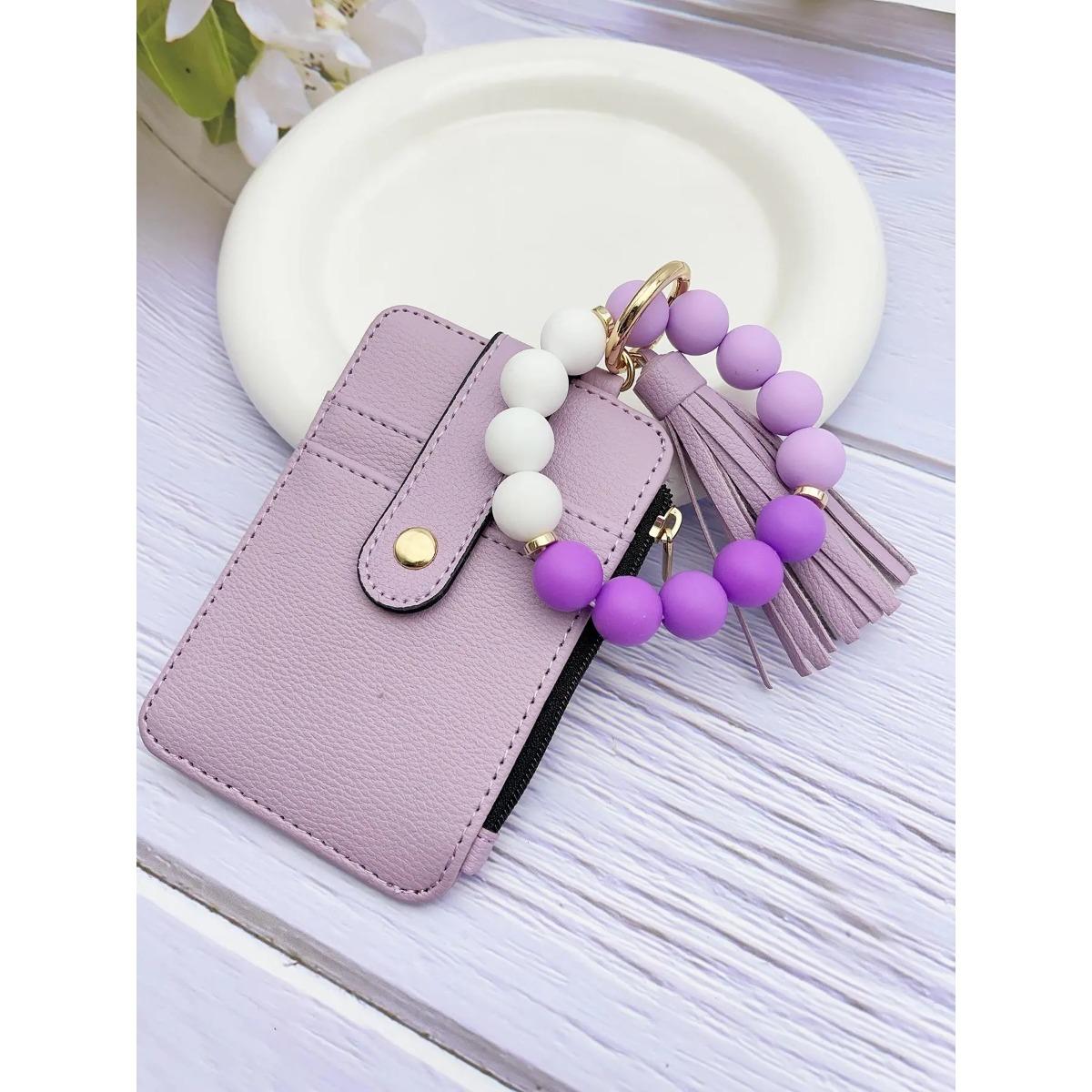 

A minimalist-style accessory, handcrafted from marble-patterned silicone beads: a women s wallet and card holder