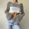 Girls' Spring/Summer/Autumn Festival Trendy Style Simple Casual Short Hollow Knitted Sweater Hoodie