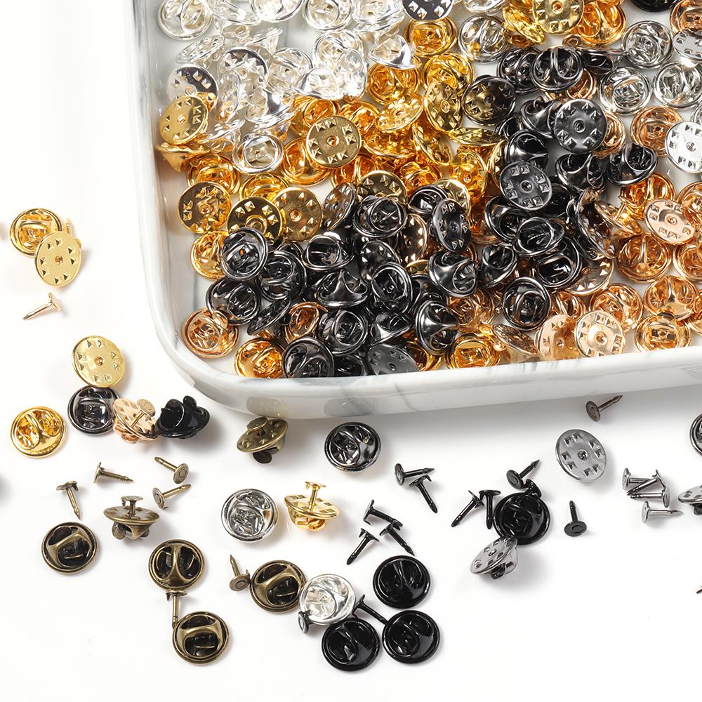 50 Jeux Broches Attaches Bouton Fermoir Papillon Support Badge à Pression Attache Broche Clou Attaches pour Bijoux DIY