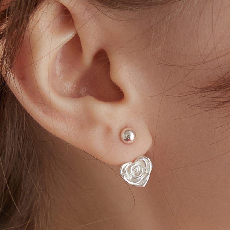 Tatiana (925 Silver) Rose Flower Heart Ear Jacket Earrings EC3065