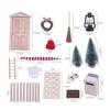 1 Set Dollhouse Elf Door Christmas Decor Wreath Mini Wood Furnitures Ornament Fairy Garden Miniature Scene Model Pretend