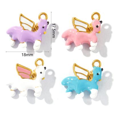 1Piece 2026 New Arrival 304 Stainless Steel Charms 18K Gold Plated Oil Dripped Unicorn 3D Enamel Pendant For DIY Necklace Making