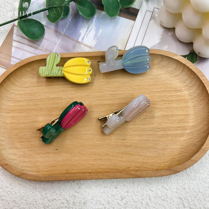 French Retro Tulip Acetate Hair Clip: Cute, Fashionable, Three-Dimensional Bangs Side Clip for Women.