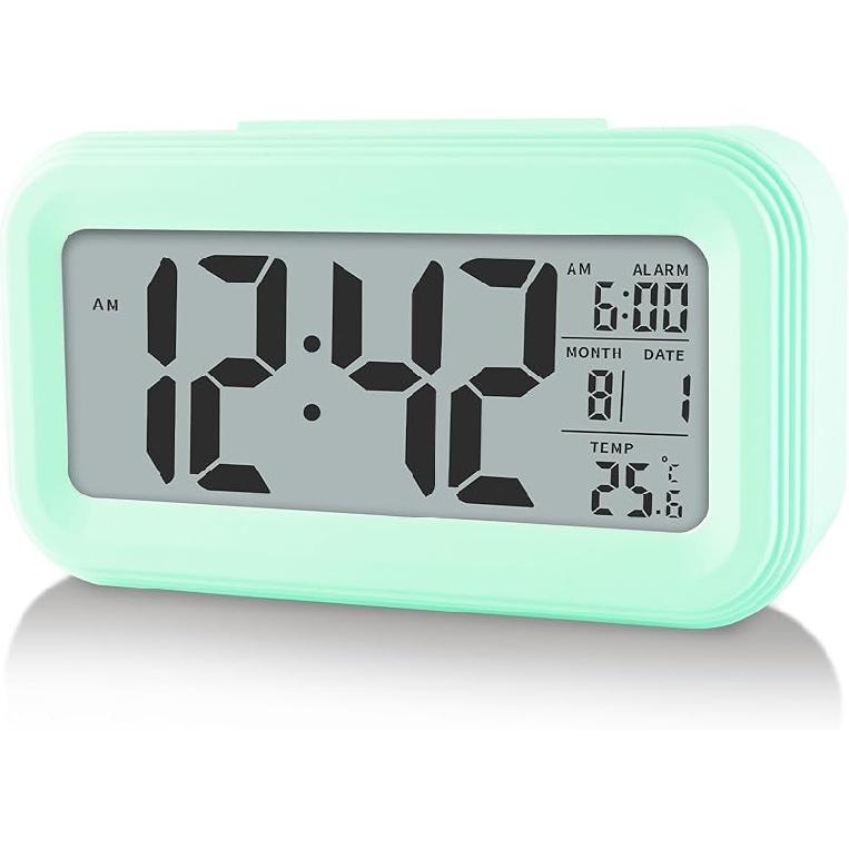 Digital Alarm Clock with Indoor Temperature, Battery Operated,Snooze Model,12/24H Display for Bedrooms Heavy Sleepers Kids Travel Bathroom Desk Smart
