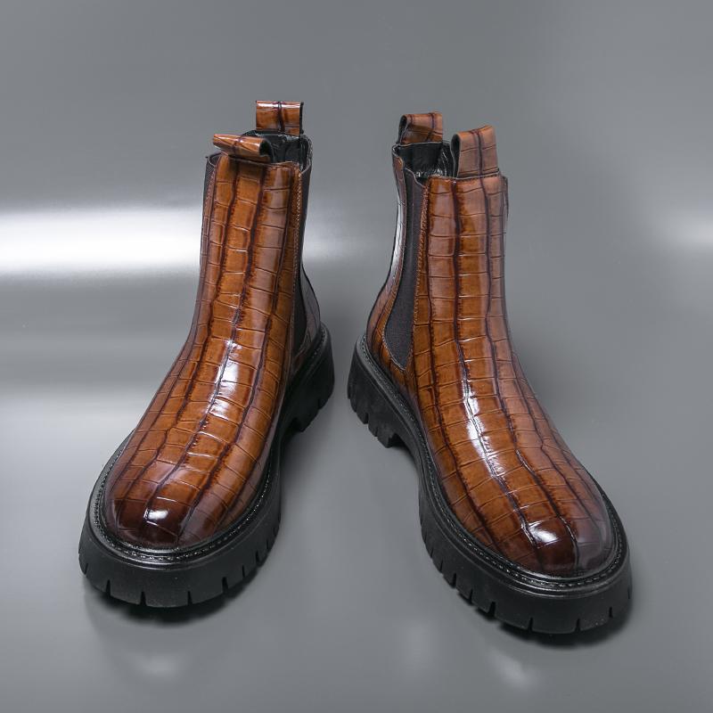 Mode Herrenstiefel Klassische Chelsea Boots Schwarz-braun Herren Dicksohlige Langlebige High-Top Mode Markenstiefel Outdoor Arbeitsstiefel Größen 38-46