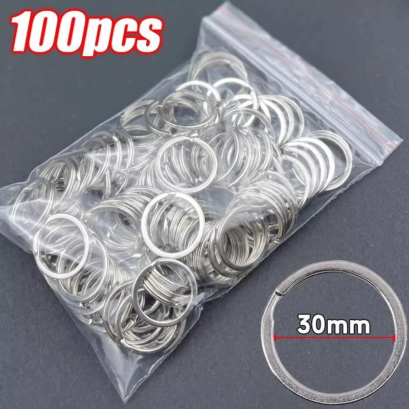 10-100 pezzi 25/30 mm Anelli Portachiavi in Acciaio Inossidabile Anelli Divisi Piatto Rotondo Portachiavi per Creazione Gioielli Portachiavi Lucidato DIY Componenti